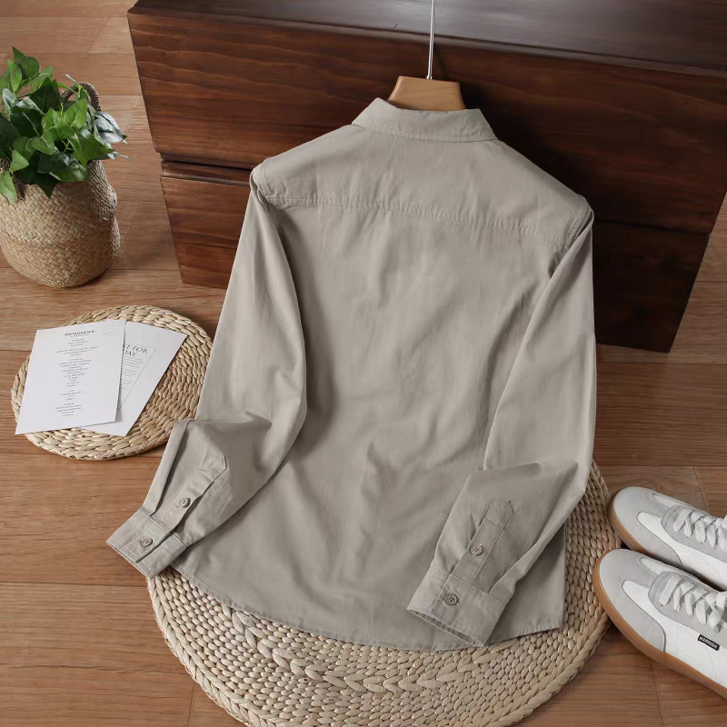 Men’s Beige Utility Cotton Shirt