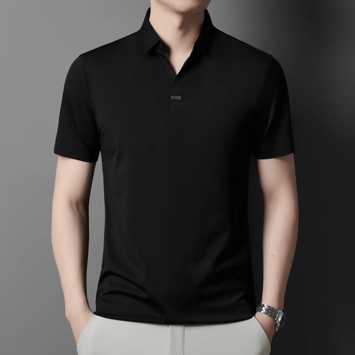 Men’s Black AeroKnit Polo T-Shirt