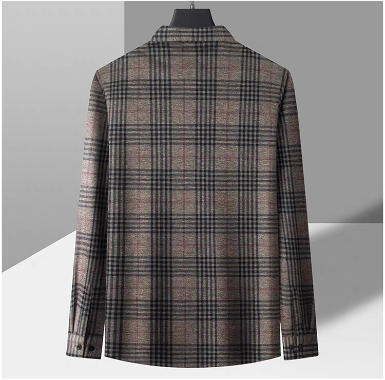 Sebigi brown check full sleeve shirt for men displayed on hanger back view