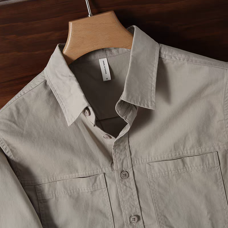 Men’s Beige Utility Cotton Shirt