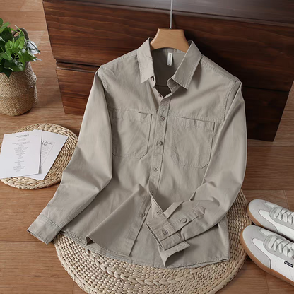 Men’s Beige Utility Cotton Shirt