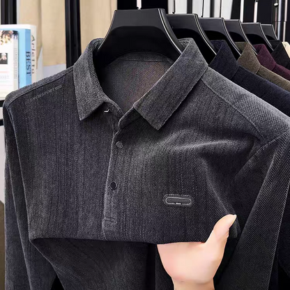Men’s Charcoal Textured Polo T-Shirt