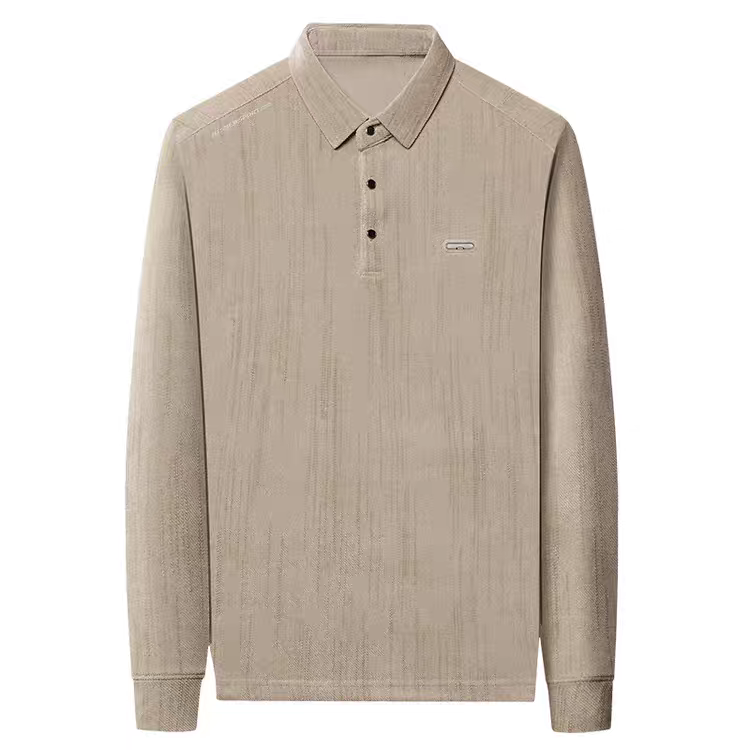 Men’s Beige Textured Polo Shirt