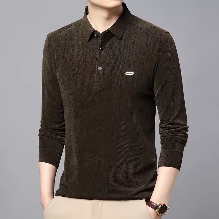 Men’s Dark Brown Textured Polo Shirt