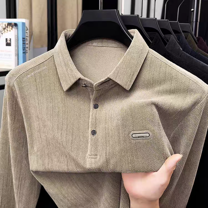Men’s Beige Textured Polo Shirt