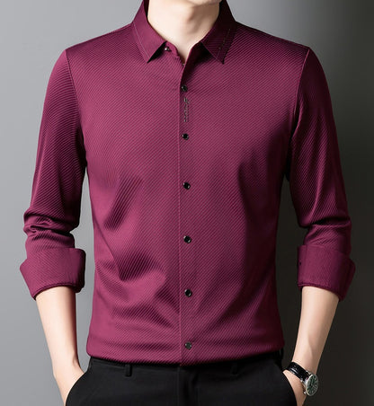 Men’s Wine Maroon Diagonal Stripe Shirt