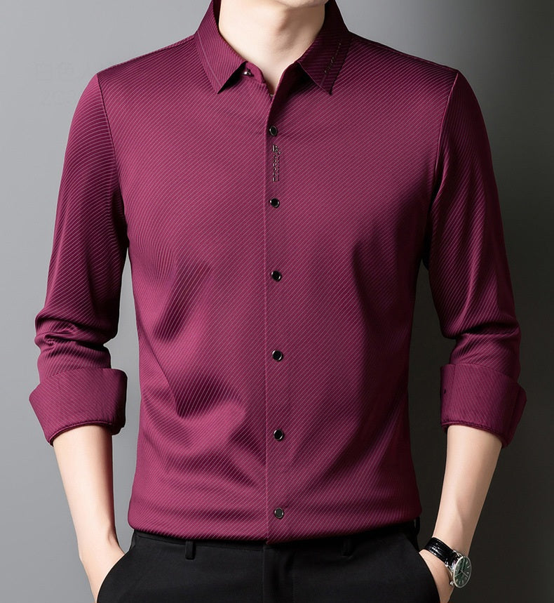 Men’s Wine Maroon Diagonal Stripe Shirt