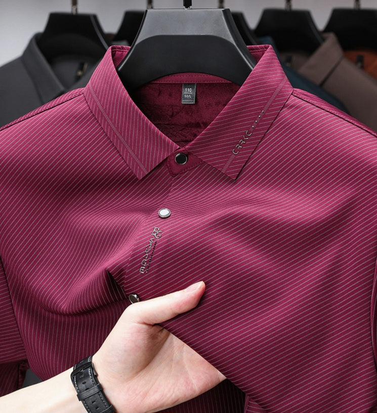 Men’s Wine Maroon Diagonal Stripe Shirt