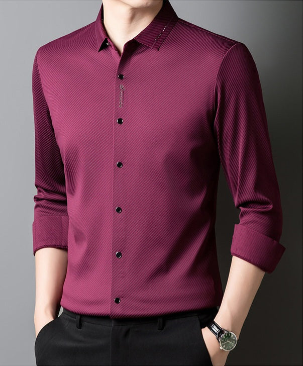 Men’s Wine Maroon Diagonal Stripe Shirt