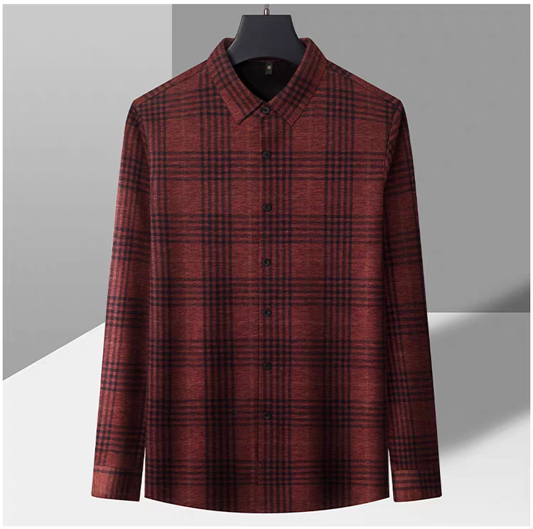 Men’s Maroon Check Stretch Shirt