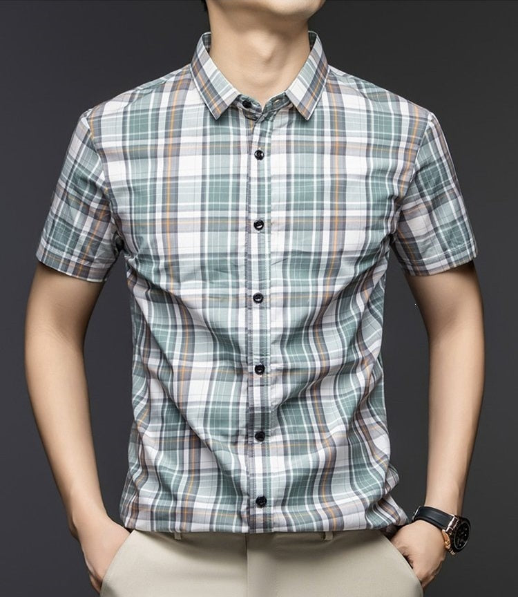 Men’s Green Check Cotton Blend Shirt