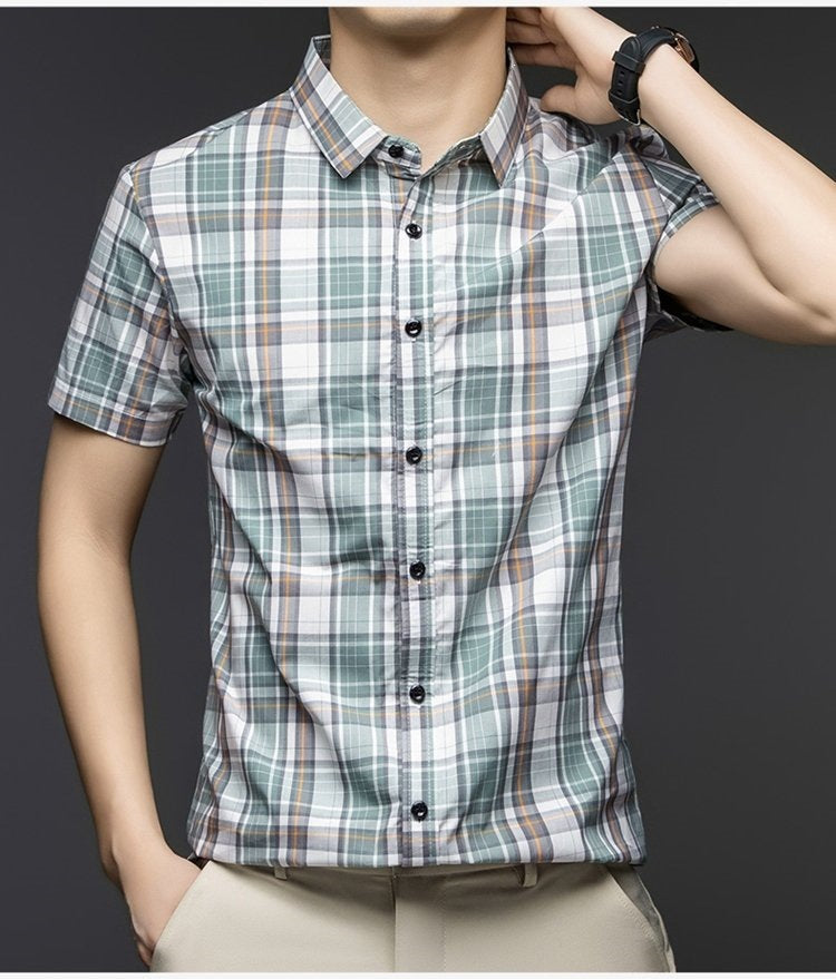 Sebigi men’s green and white check cotton blend shirt styled for casual wear