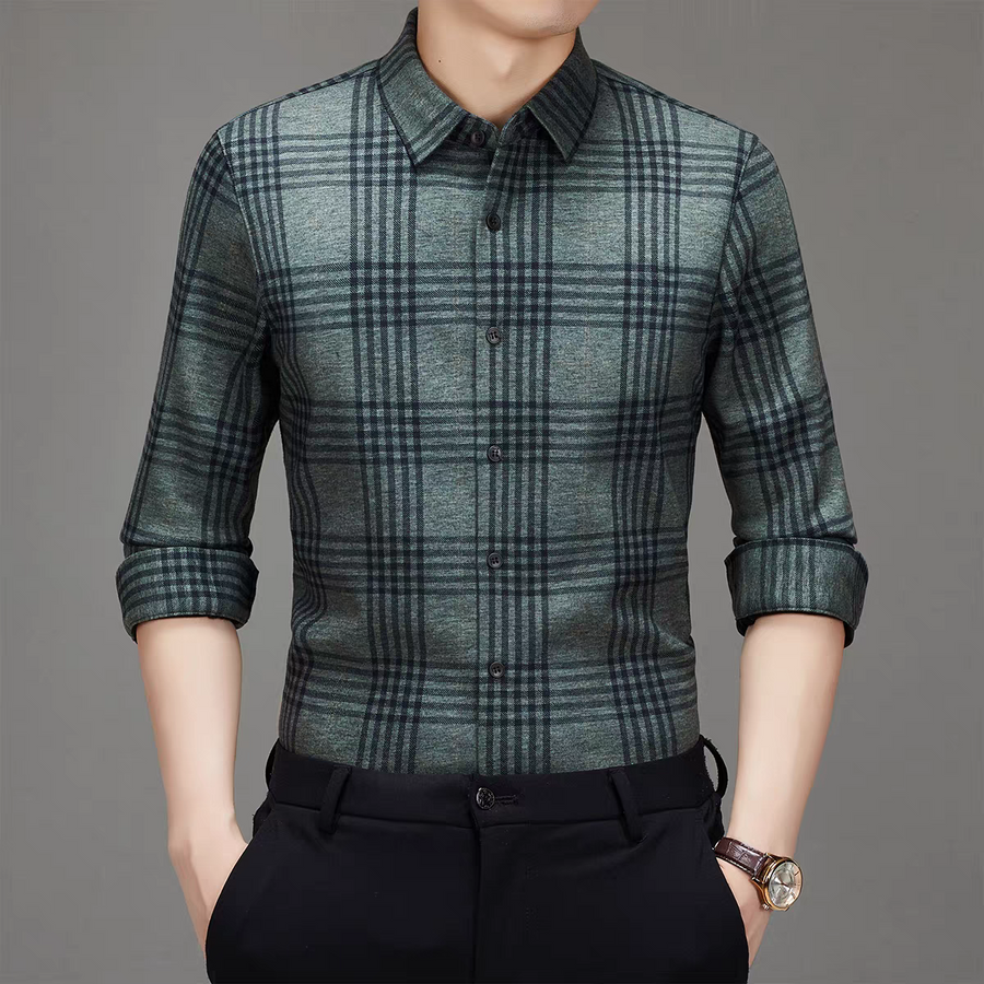 Men’s Green Check Stretch Shirt